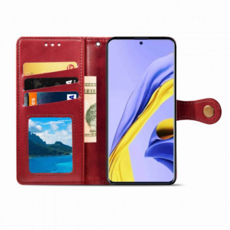 Θήκη Flip Samsung Galaxy A51 5G Συνθετικό Δέρμα Και Vintage Κούμπωμα