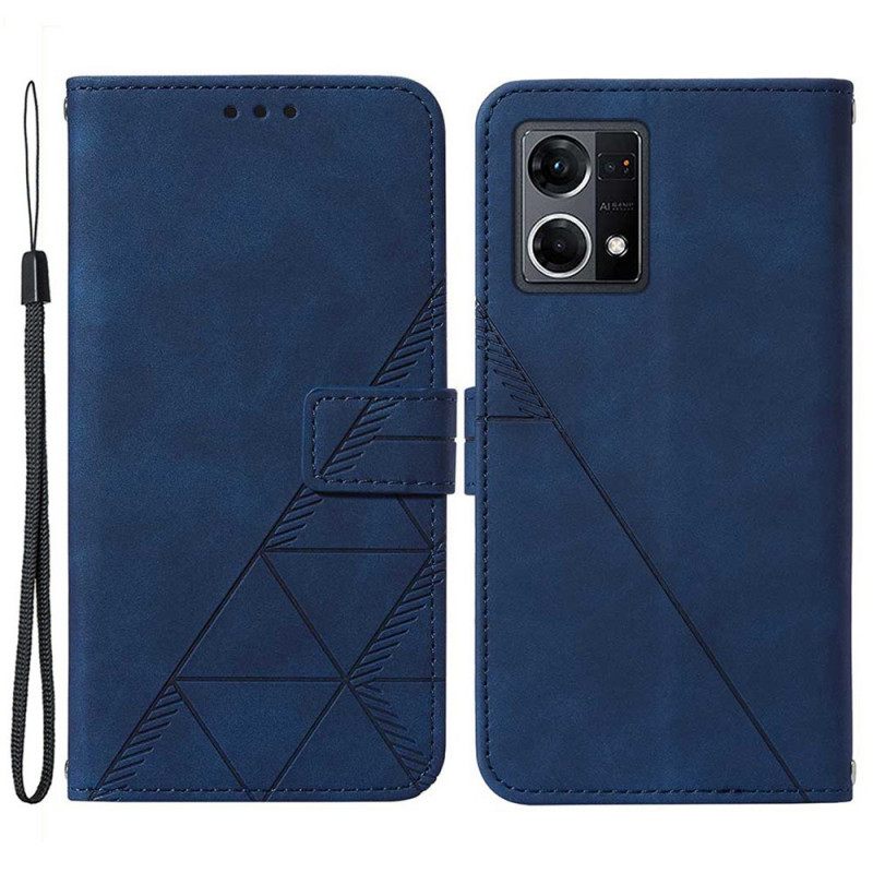 Θήκη Flip Oppo Reno 7 με κορδονι Strappy Triangle