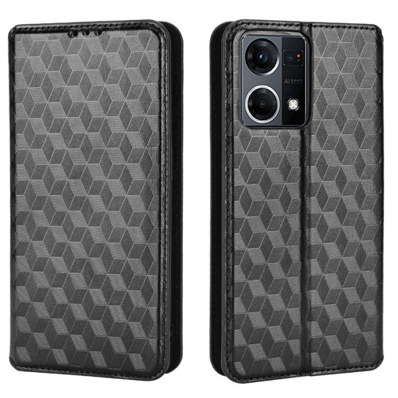 θηκη κινητου Oppo Reno 7 Θήκη Flip 3d Cube Leather Effect