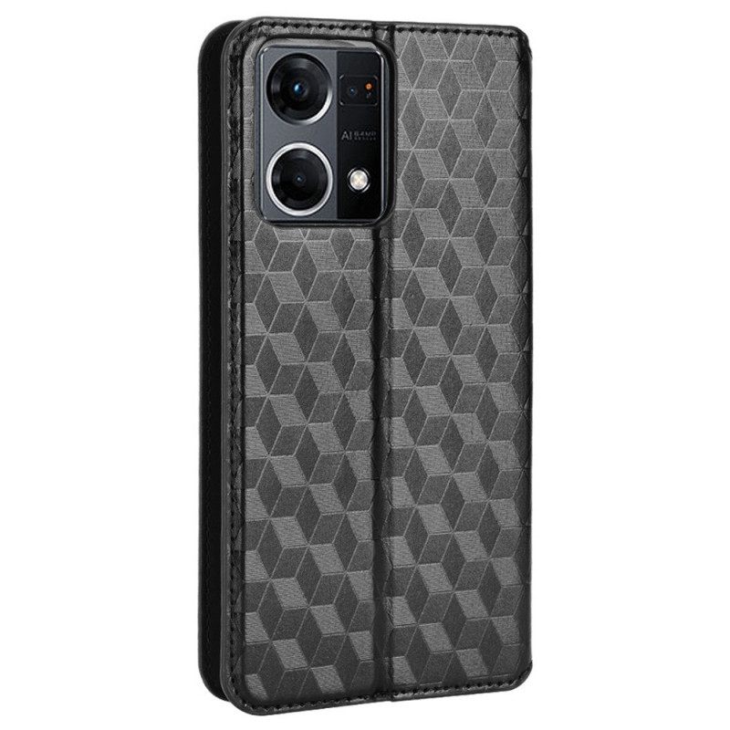 θηκη κινητου Oppo Reno 7 Θήκη Flip 3d Cube Leather Effect