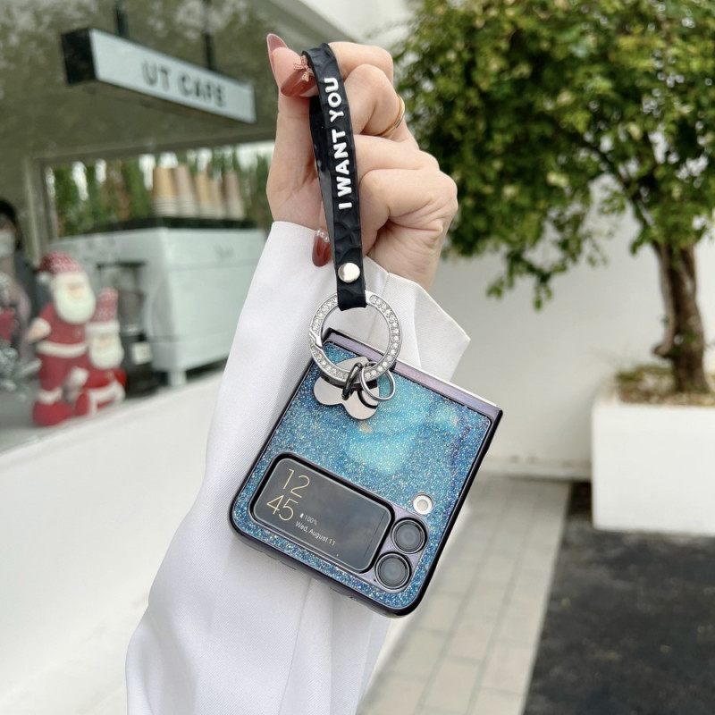 Θήκη Samsung Galaxy Z Flip 3 5G Θήκη Flip Sequin Charms And Lanyard