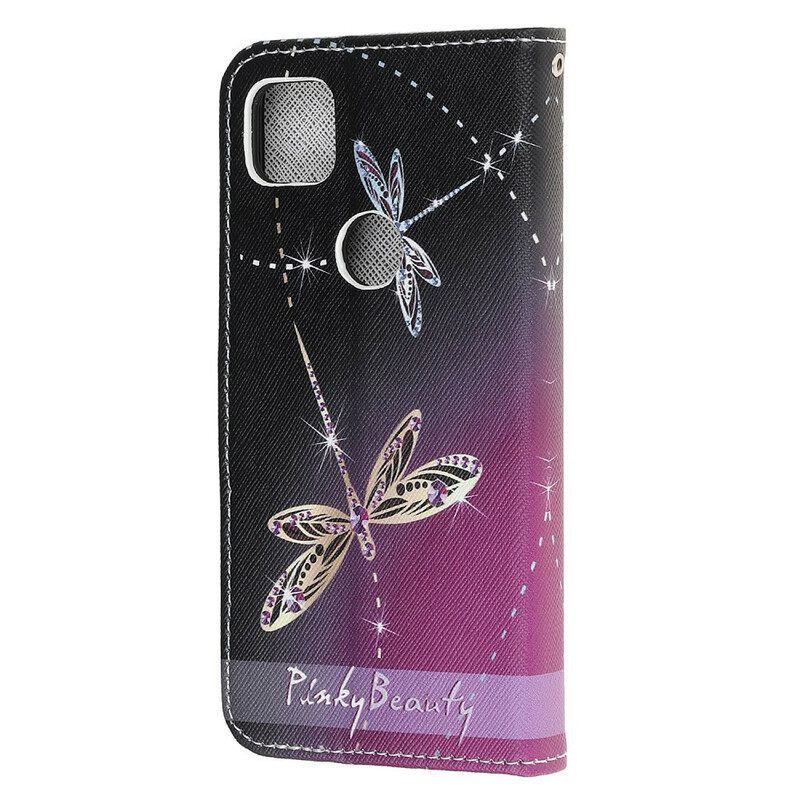 Θήκη Flip Google Pixel 4a με κορδονι Strappy Dragonflies