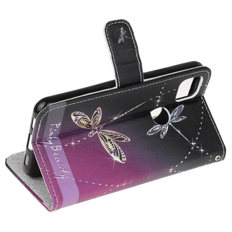 Θήκη Flip Google Pixel 4a με κορδονι Strappy Dragonflies