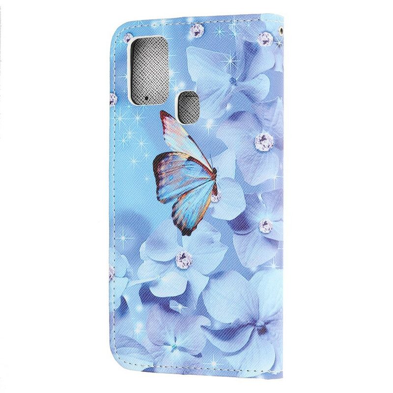 Κάλυμμα Honor 9X Lite με κορδονι Diamond Strappy Butterflies