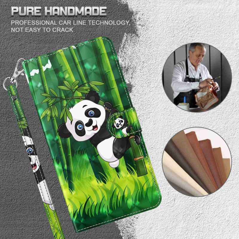 Δερματινη Θηκη Samsung Galaxy S24 5g Bamboo Panda Με Λουράκι