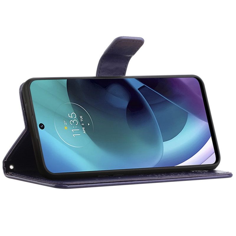 δερματινη θηκη Moto G51 5G με κορδονι Δέντρο Και Strappy Owls