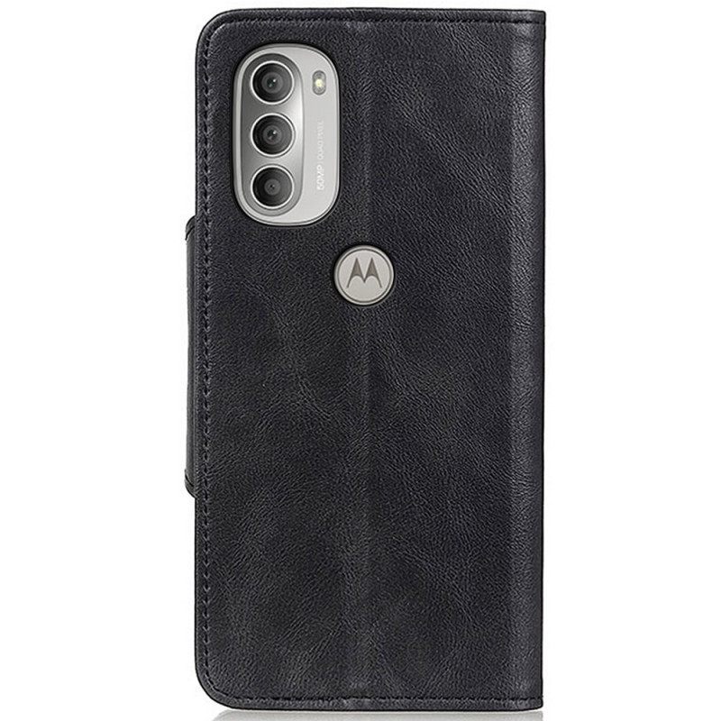 Θήκη Flip Moto G51 5G Vintage Faux Δέρμα Και Κουμπί