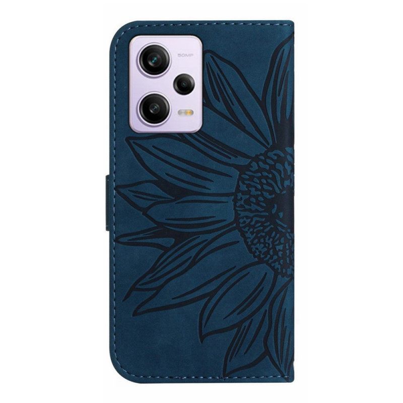 Θήκη Flip Xiaomi Redmi Note 12 Pro με κορδονι Strappy Sunflower