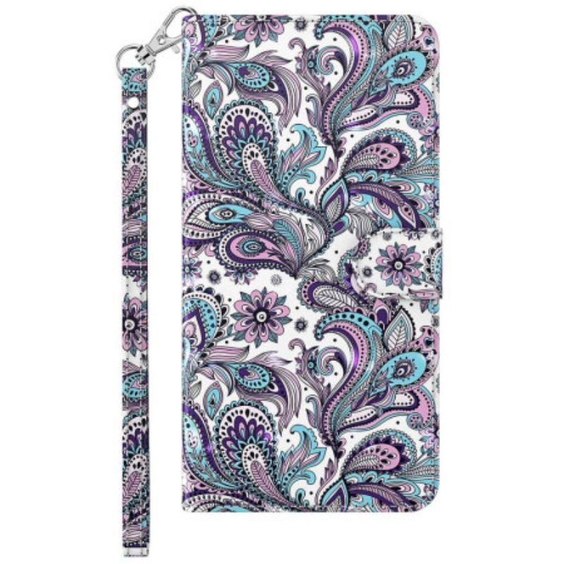 δερματινη θηκη Samsung Galaxy S23 5G με κορδονι Strappy Paisley Pattern