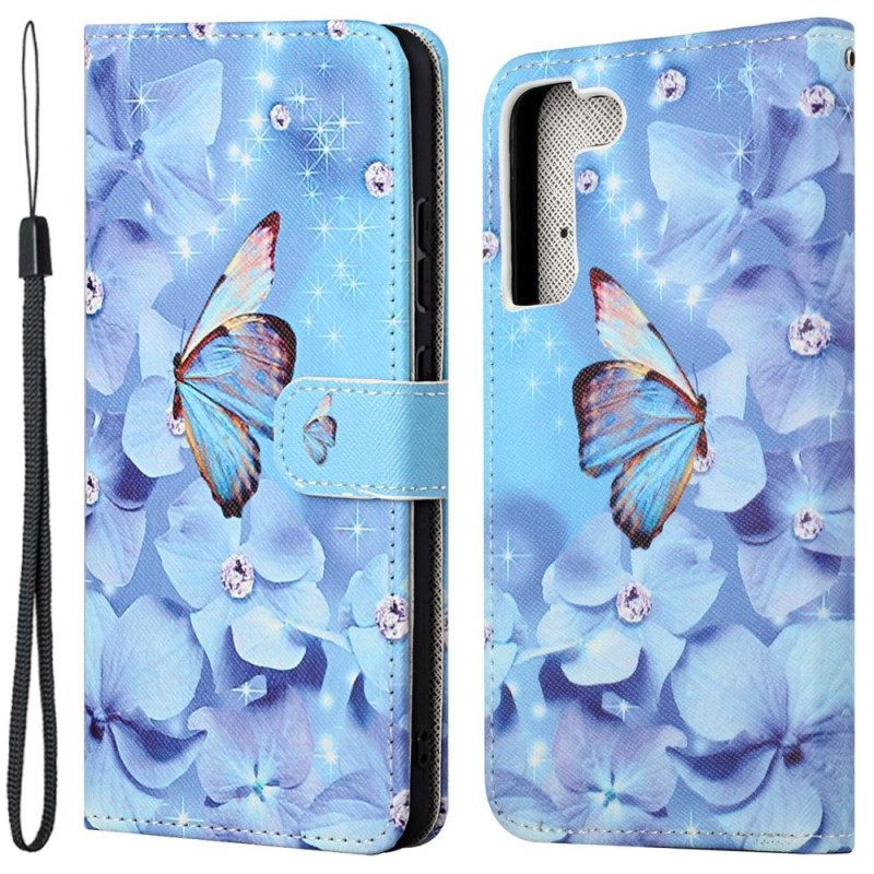 Κάλυμμα Samsung Galaxy S23 5G με κορδονι Strappy Diamond Butterflies