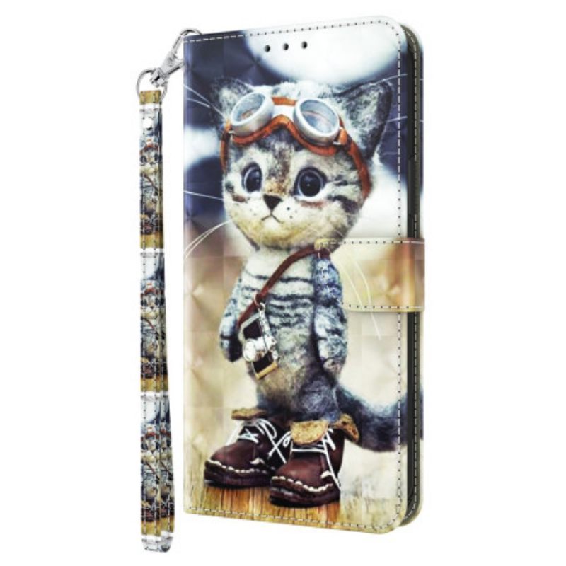 Κάλυμμα iPhone 15 Pro με κορδονι Aviator Cat Με Λουράκι