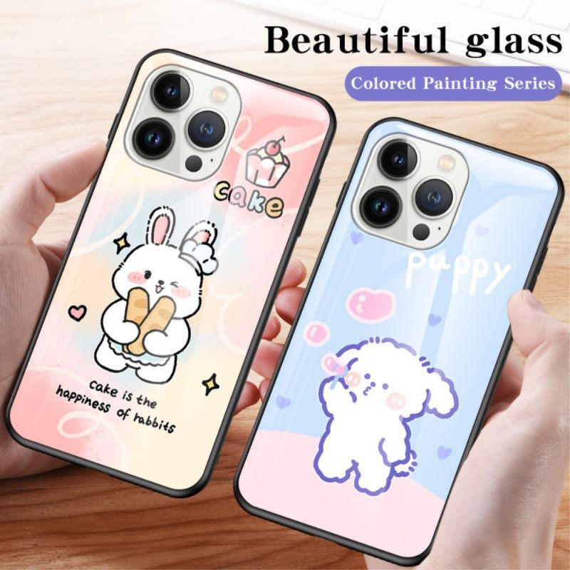 θηκη κινητου iPhone 15 Pro Milk Tea Rabbit Tempered Glass