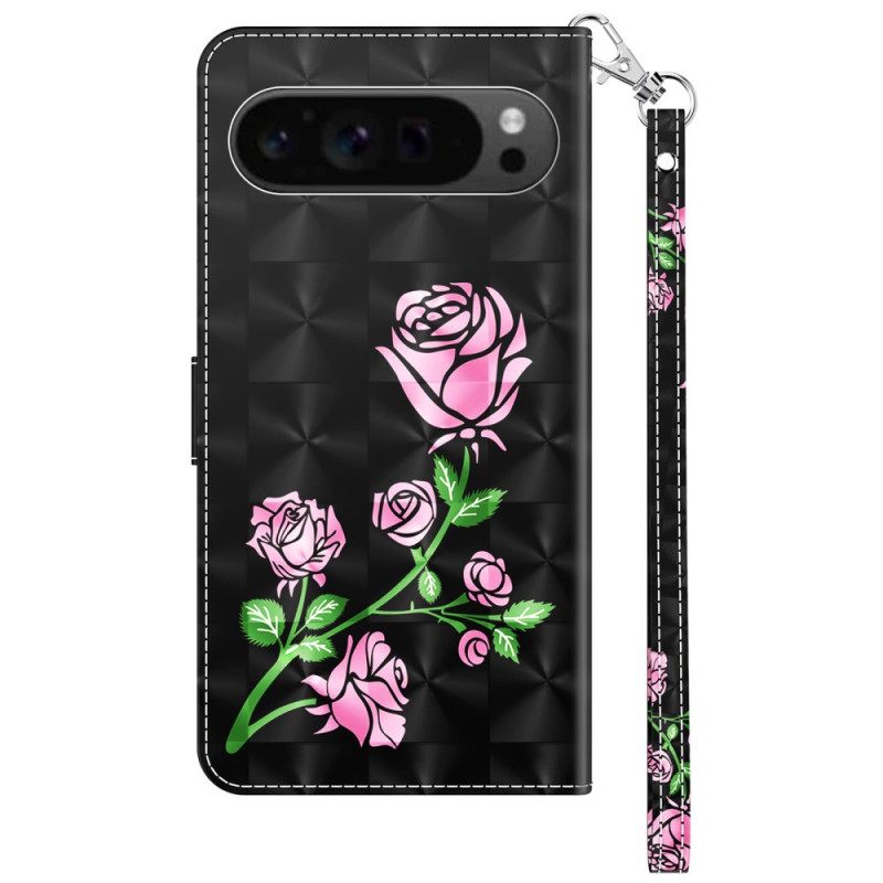 Δερματινη Θηκη Google Pixel 9 Pro Floral Print Strappy