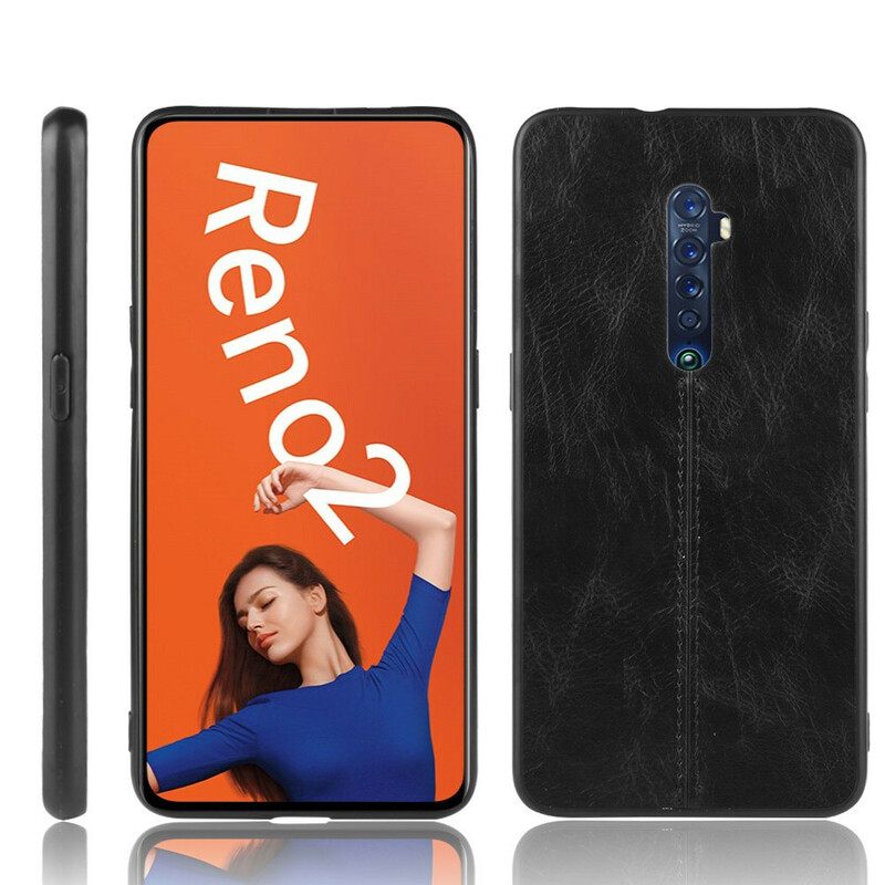 Θήκη Oppo Reno 2 Δερμάτινη Ραφή Σε Στυλ