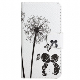 δερματινη θηκη Xiaomi Redmi 10C με κορδονι Love Lanyard Dandelions