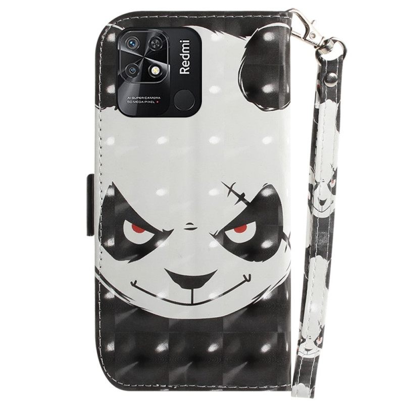 Κάλυμμα Xiaomi Redmi 10C με κορδονι Angry Panda Με Λουράκι