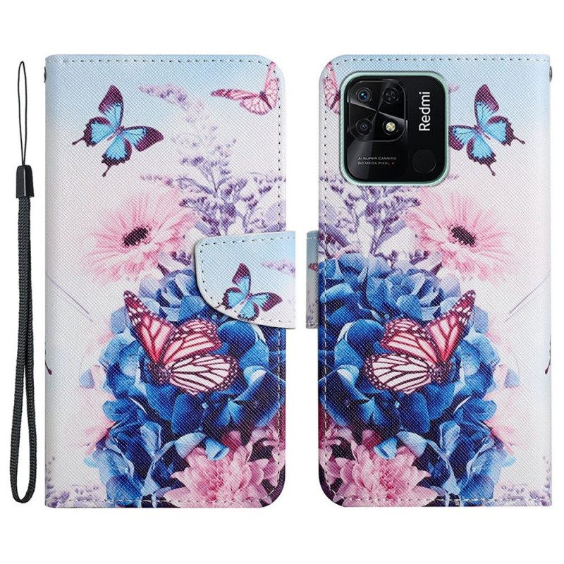 Κάλυμμα Xiaomi Redmi 10C με κορδονι Floral Fantasy Strappy