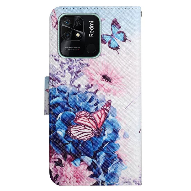 Κάλυμμα Xiaomi Redmi 10C με κορδονι Floral Fantasy Strappy