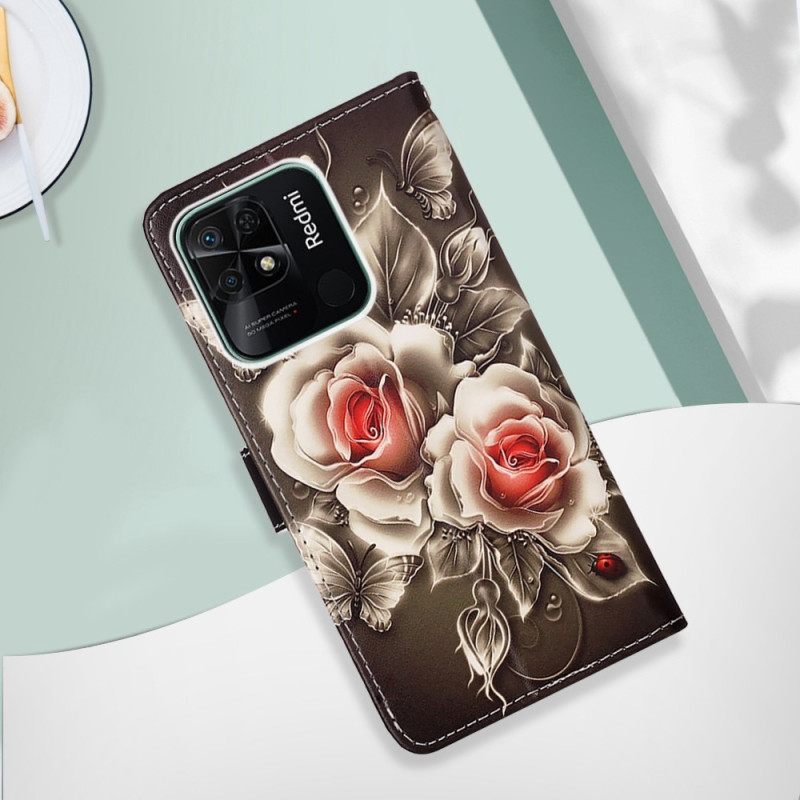 Κάλυμμα Xiaomi Redmi 10C με κορδονι Floral Παραλλαγή Με Λουράκι