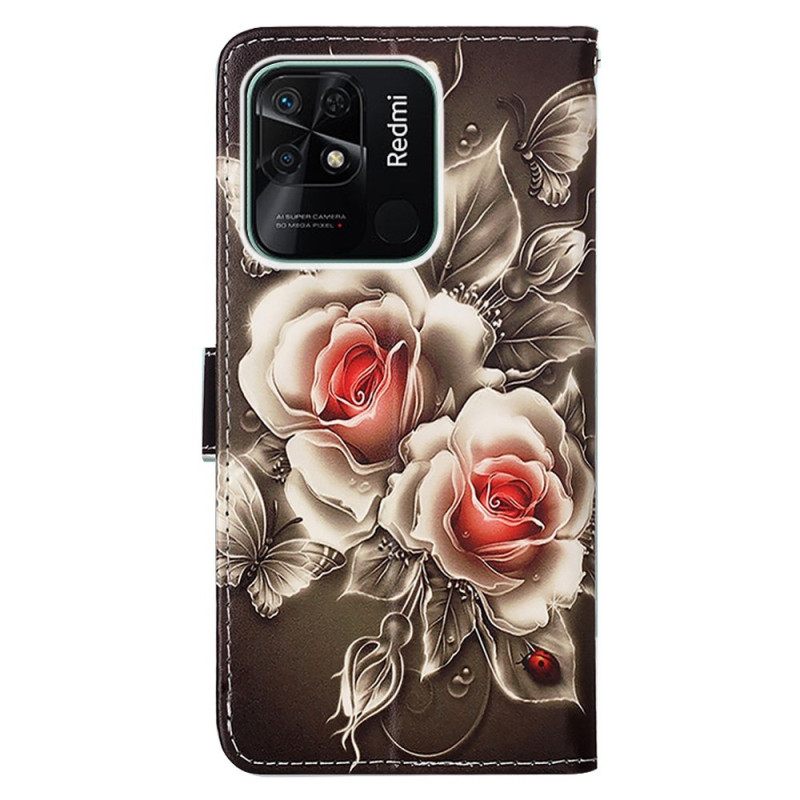 Κάλυμμα Xiaomi Redmi 10C με κορδονι Floral Παραλλαγή Με Λουράκι