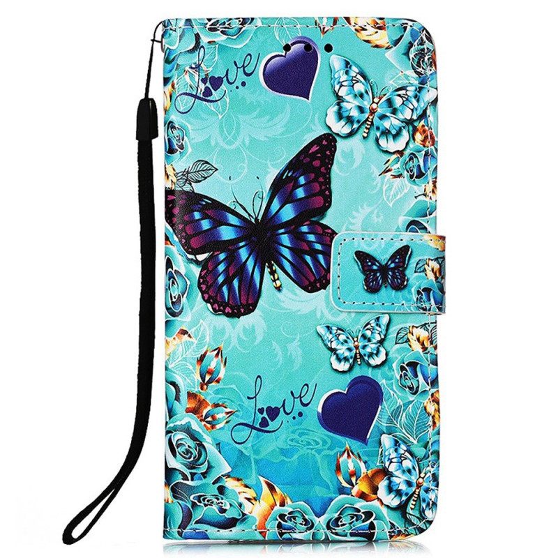 Κάλυμμα Xiaomi Redmi 10C με κορδονι Flying Strap Butterflies