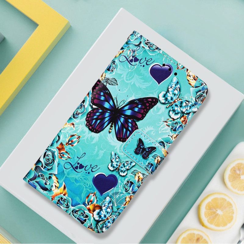 Κάλυμμα Xiaomi Redmi 10C με κορδονι Flying Strap Butterflies