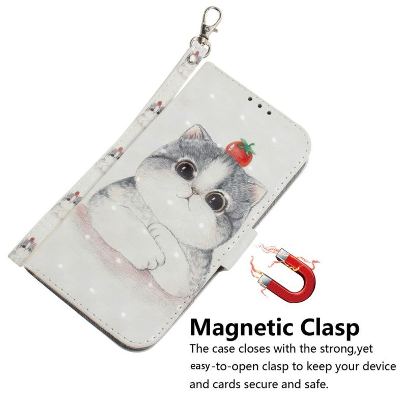 Κάλυμμα Xiaomi Redmi 10C με κορδονι Γκρι Strappy Cat