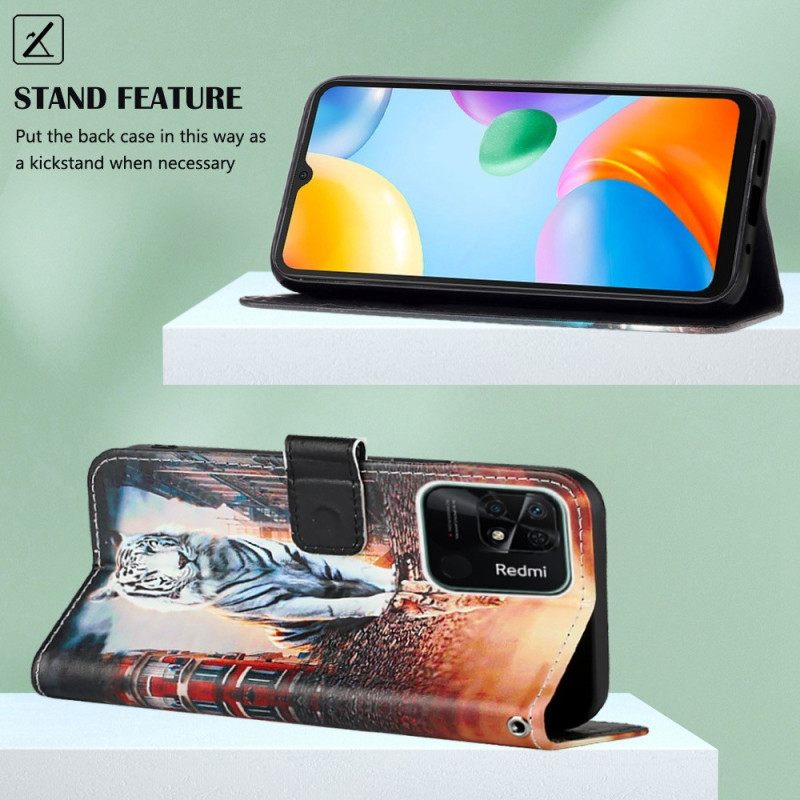 Θήκη Flip Xiaomi Redmi 10C με κορδονι Dream Of Kitten With Strap