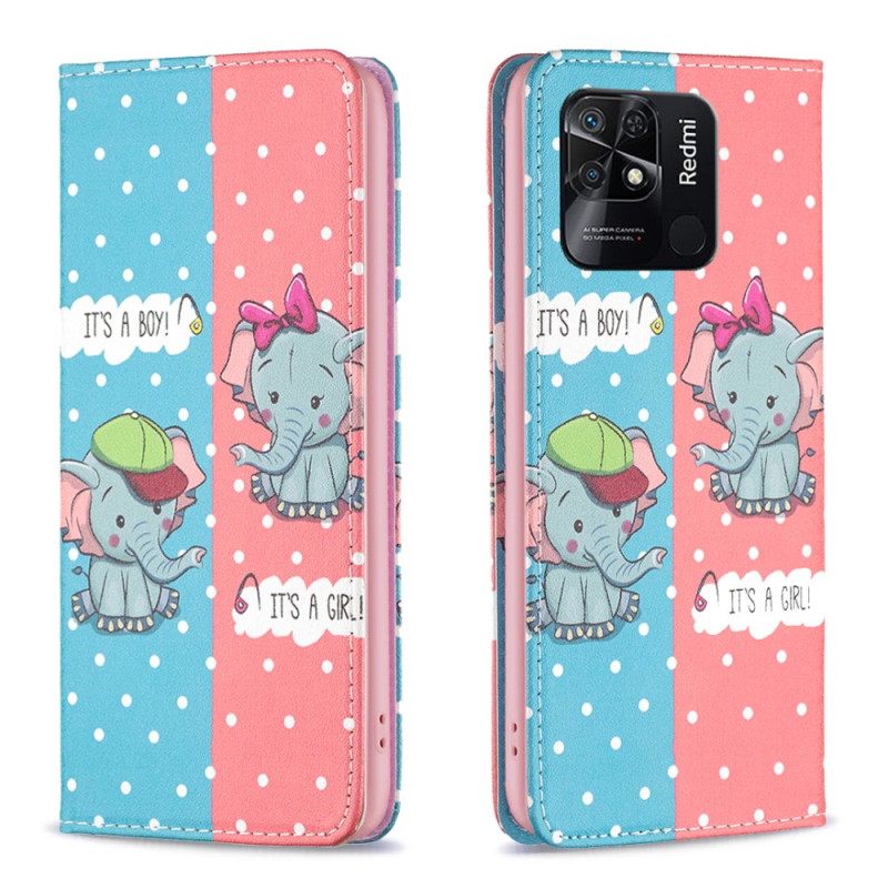 θηκη κινητου Xiaomi Redmi 10C Θήκη Flip Baby Elephants