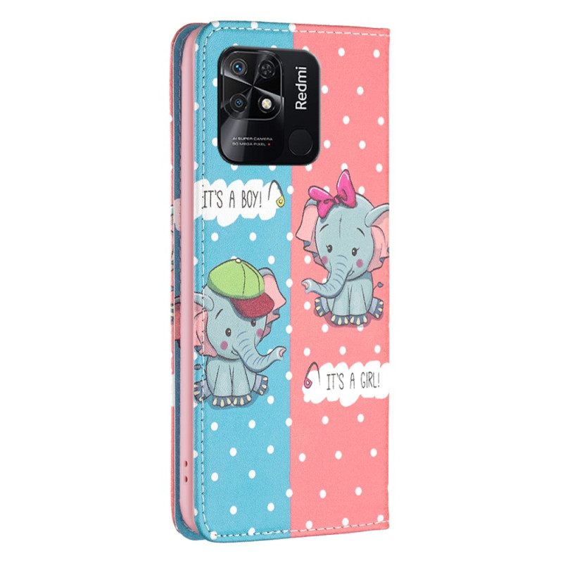 θηκη κινητου Xiaomi Redmi 10C Θήκη Flip Baby Elephants