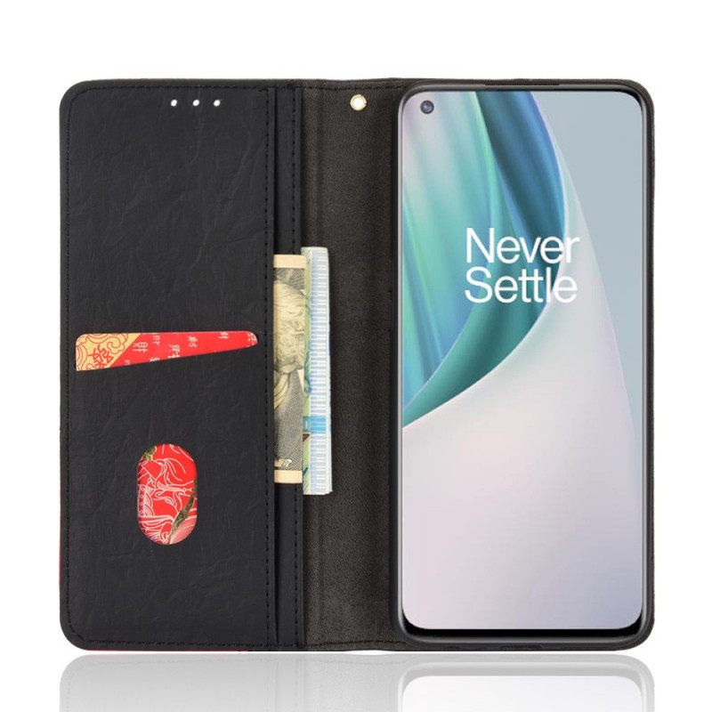 θηκη κινητου OnePlus Nord N10 Θήκη Flip Ψεύτικο Δέρμα Δίχρωμο Λοξό