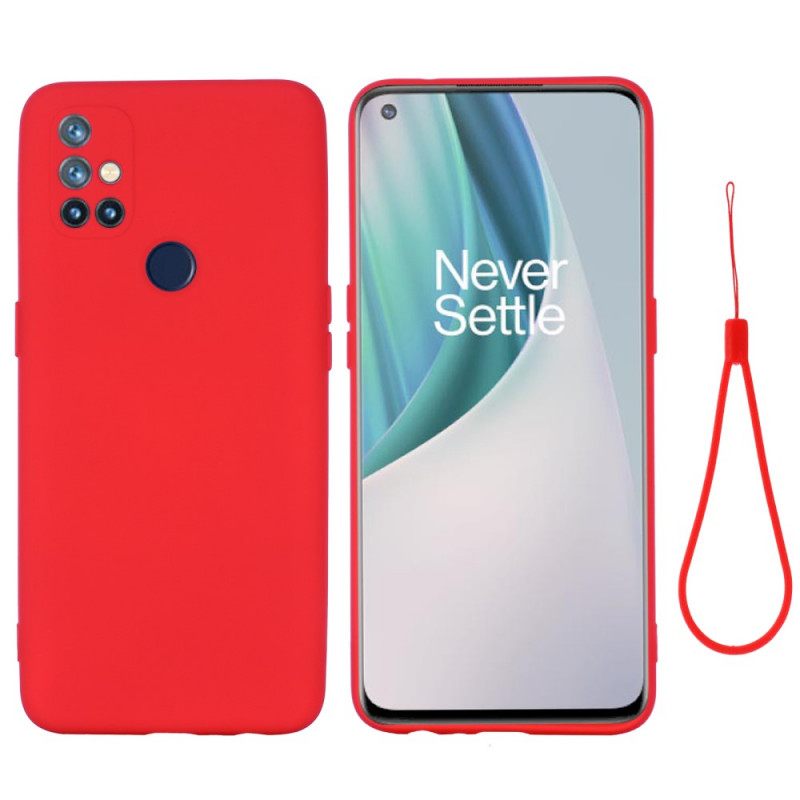 Θήκη OnePlus Nord N10 Υγρή Σιλικόνη Με Κορδόνι