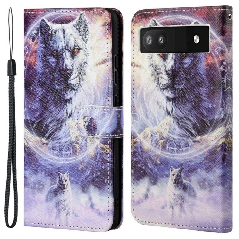 Κάλυμμα Google Pixel 6A με κορδονι Strap Wolves