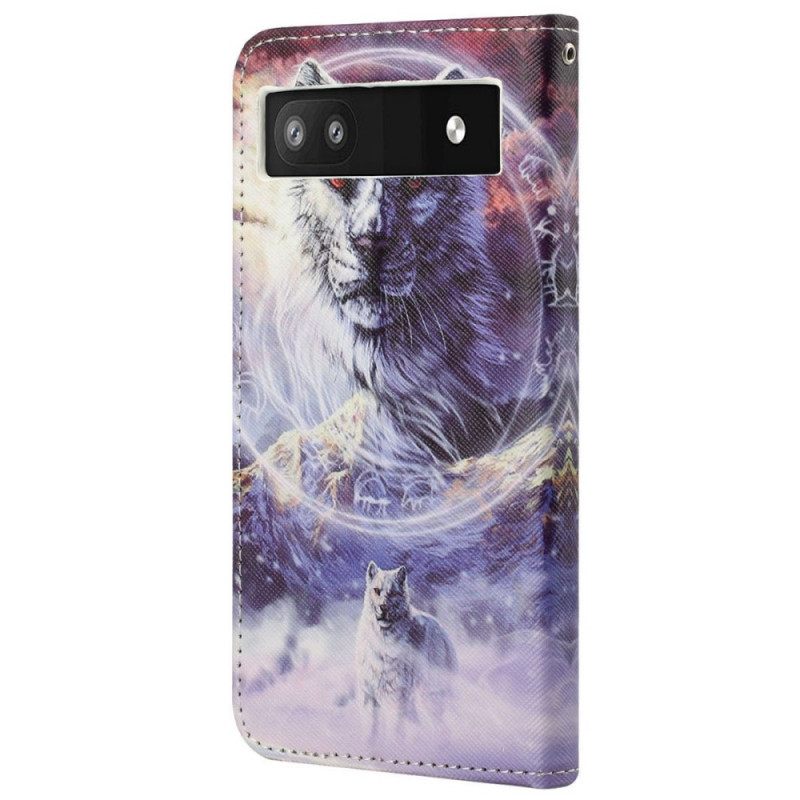 Κάλυμμα Google Pixel 6A με κορδονι Strap Wolves