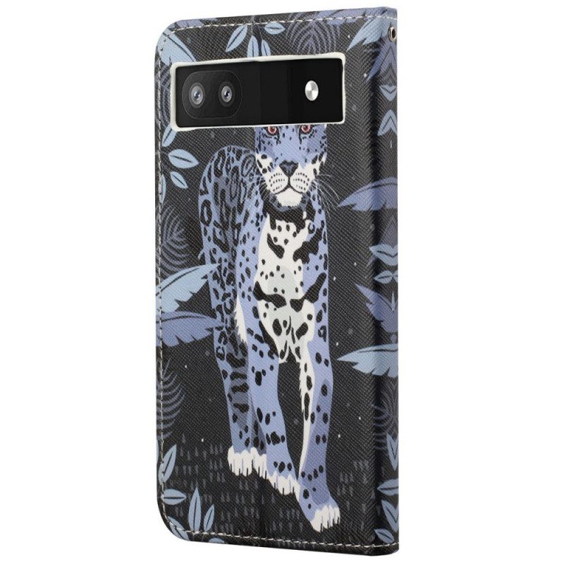 Θήκη Flip Google Pixel 6A με κορδονι Strappy Leopard