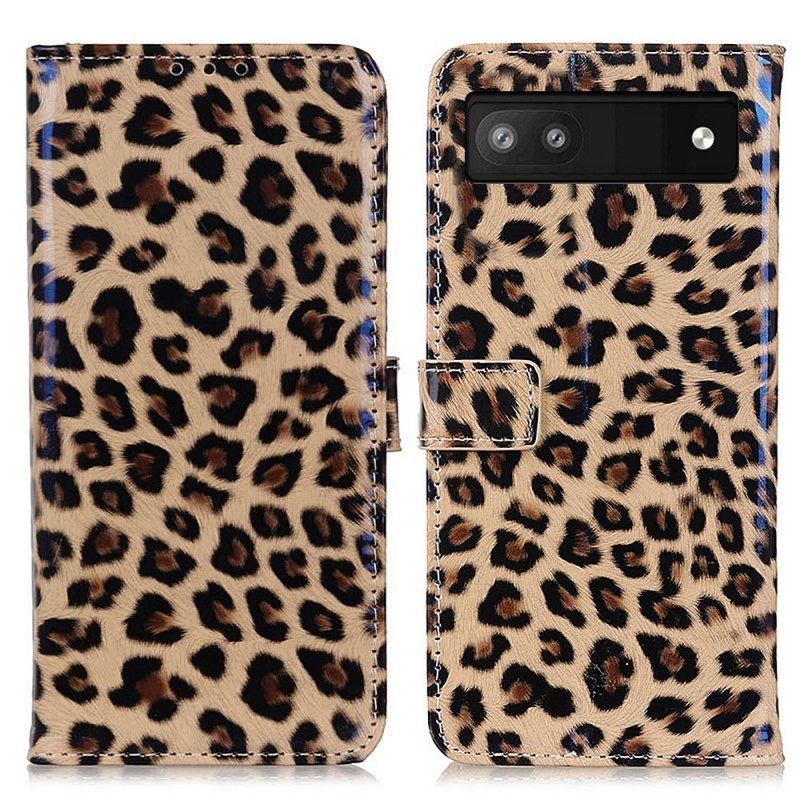 Θήκη Flip Google Pixel 6A Στυλ Leopard Skin