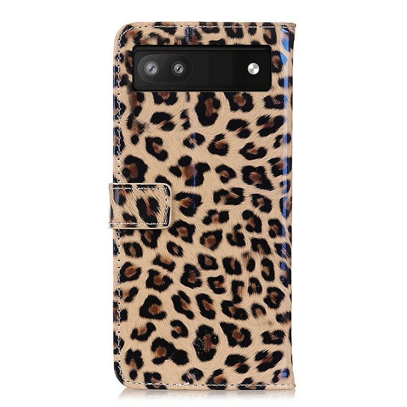 Θήκη Flip Google Pixel 6A Στυλ Leopard Skin