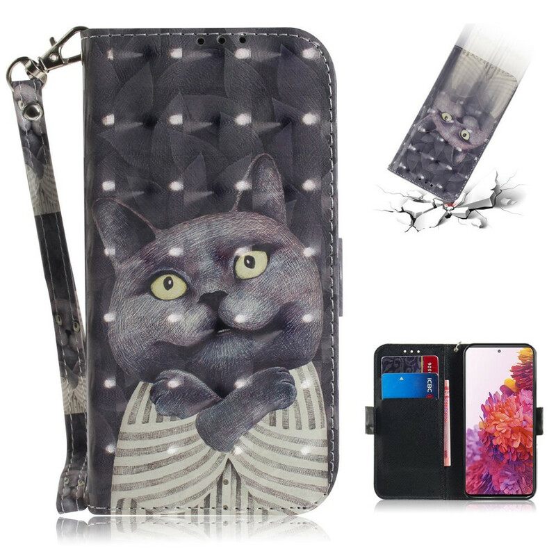 Κάλυμμα Samsung Galaxy S20 FE με κορδονι Γκρι Strappy Cat