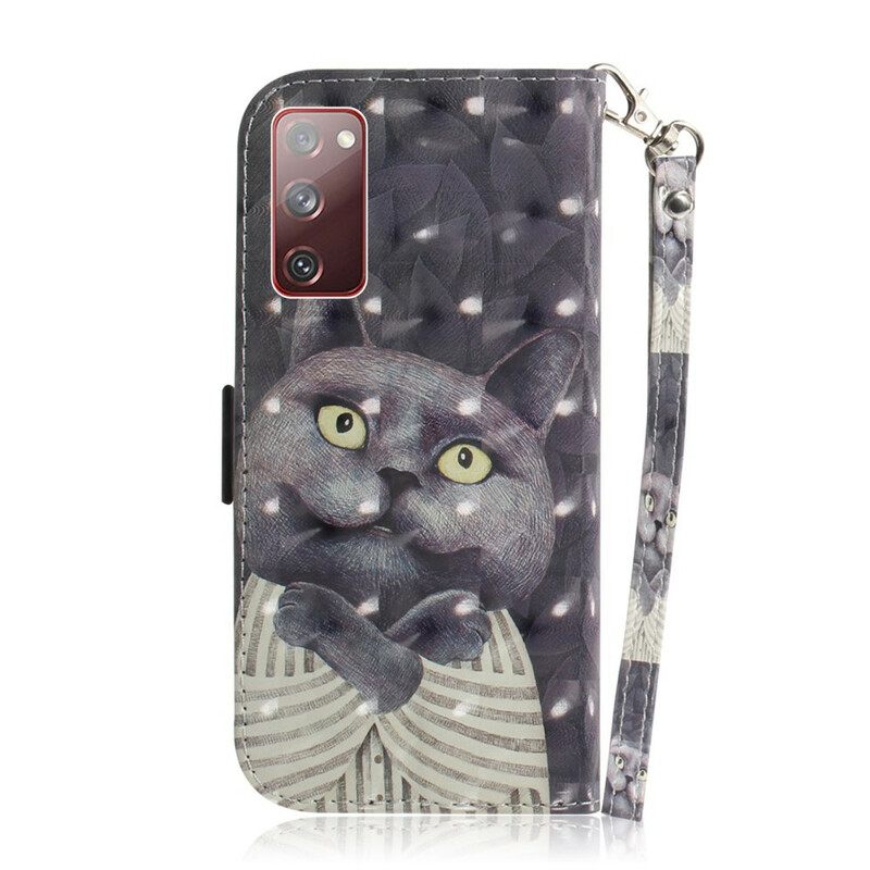 Κάλυμμα Samsung Galaxy S20 FE με κορδονι Γκρι Strappy Cat