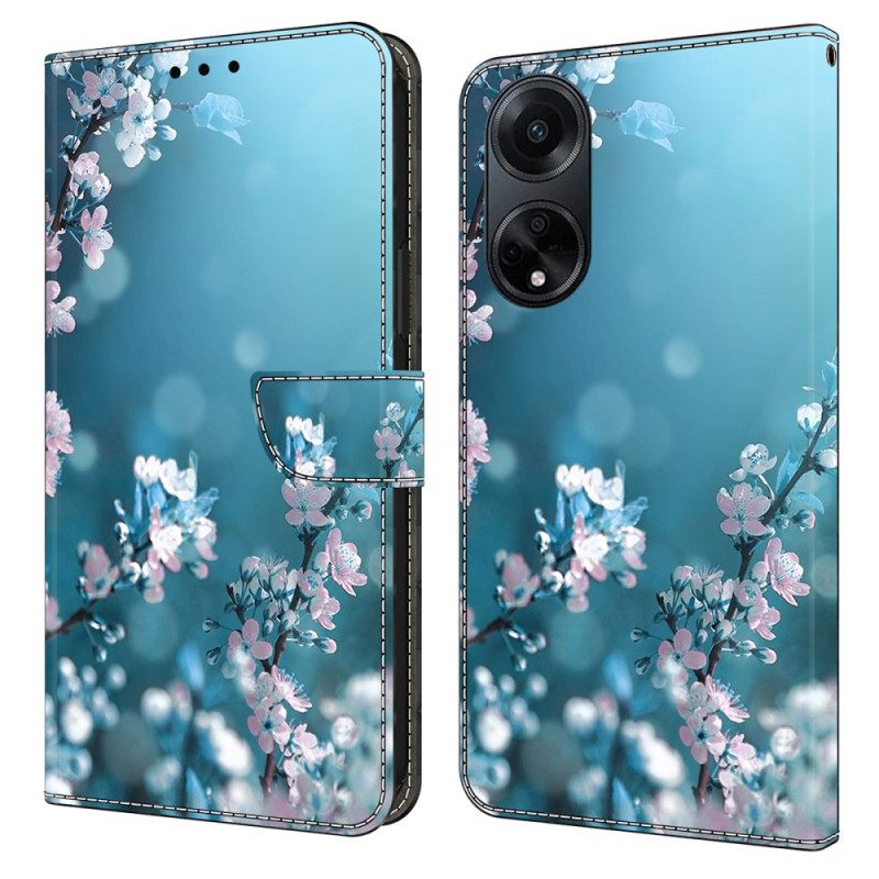 Δερματινη Θηκη Oppo A98 5g Plum Blossoms Σιλικόνης