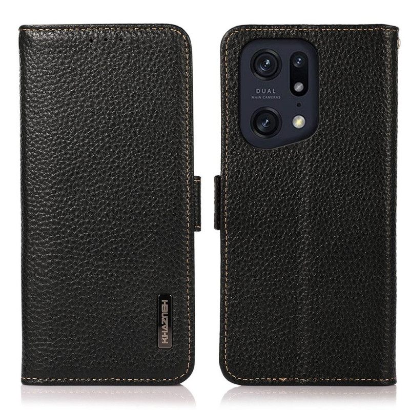 Κάλυμμα Oppo Find X5 Pro Litchi Leather Khazneh Rfid