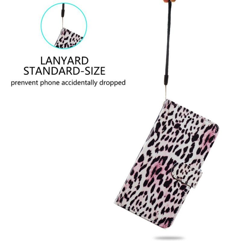 Κάλυμμα iPhone 15 με κορδονι Σχέδιο Leopard Skin With Strap