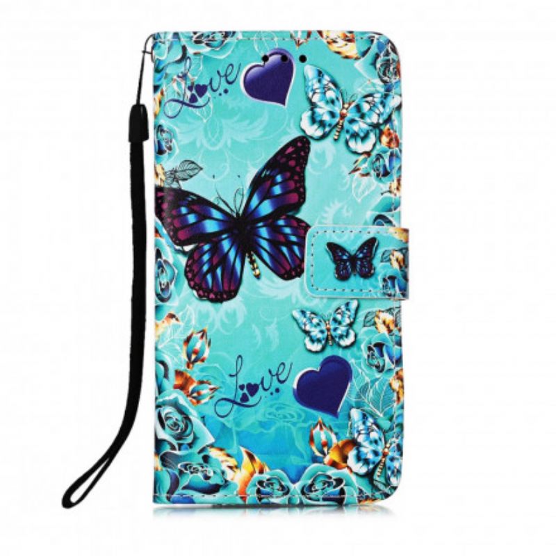 Κάλυμμα Motorola Edge 20 Lite με κορδονι Love Butterflies Strappy