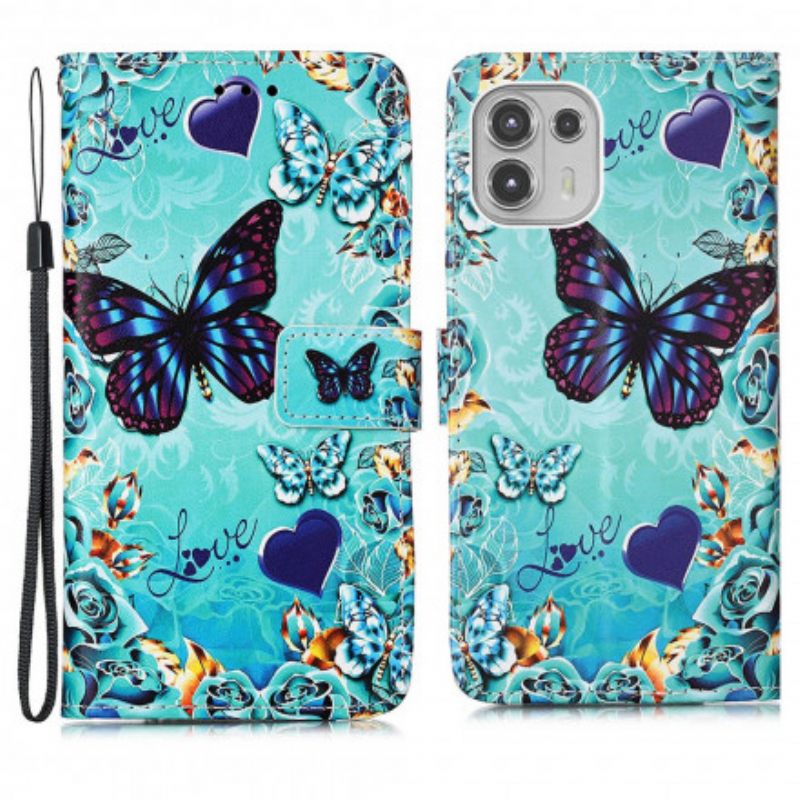 Κάλυμμα Motorola Edge 20 Lite με κορδονι Love Butterflies Strappy