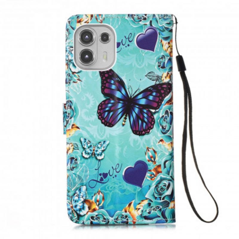 Κάλυμμα Motorola Edge 20 Lite με κορδονι Love Butterflies Strappy