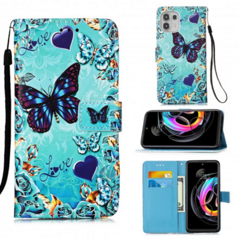 Κάλυμμα Motorola Edge 20 Lite με κορδονι Love Butterflies Strappy