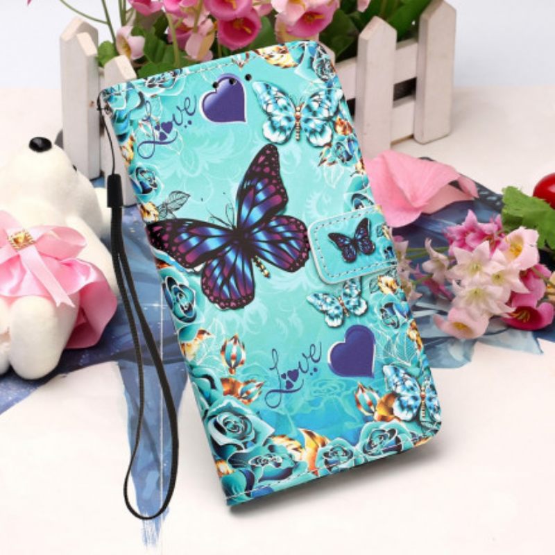 Κάλυμμα Motorola Edge 20 Lite με κορδονι Love Butterflies Strappy