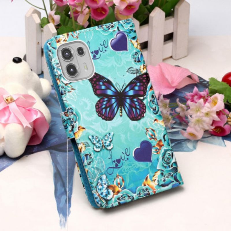 Κάλυμμα Motorola Edge 20 Lite με κορδονι Love Butterflies Strappy