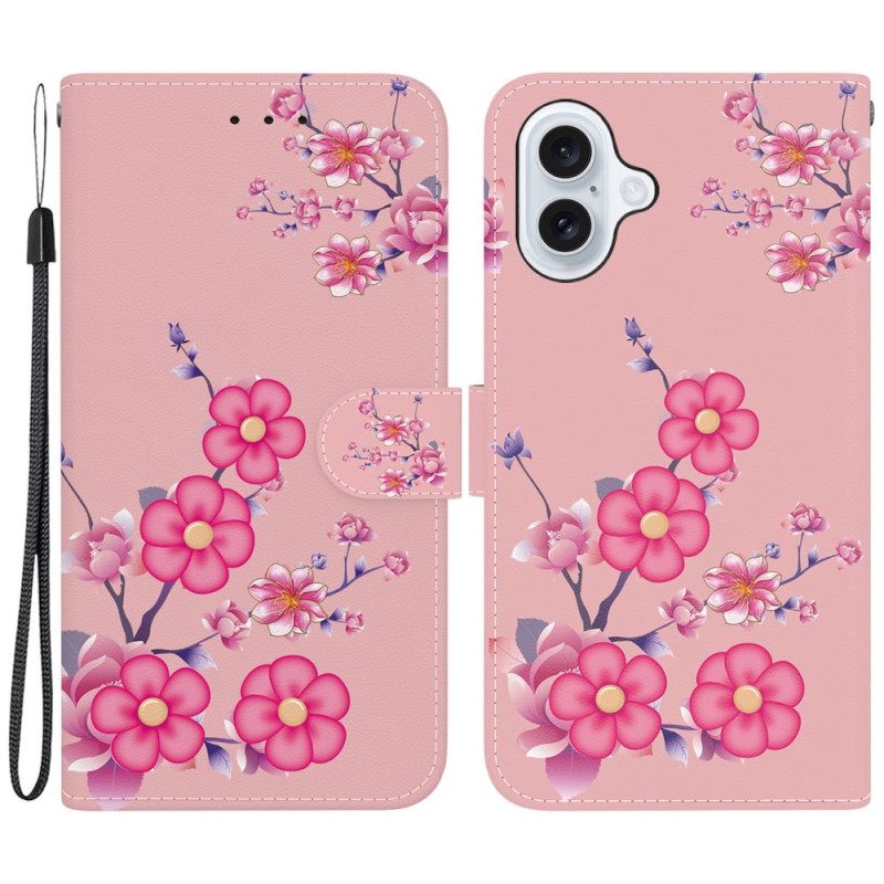 Δερματινη Θηκη iPhone 16 Sakura Strap Σιλικόνης