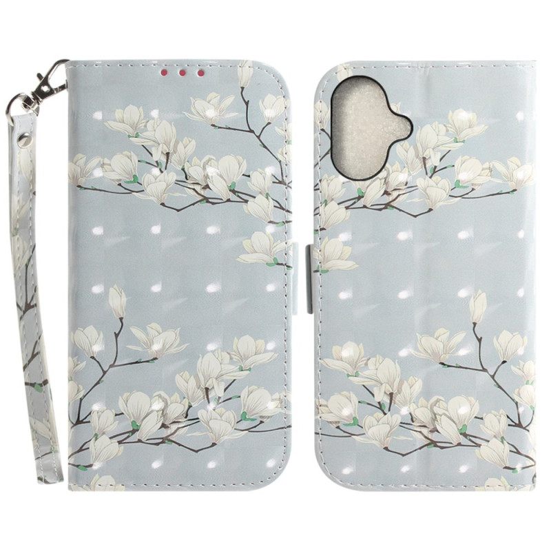 Δερματινη Θηκη iPhone 16 Strap Magnolias